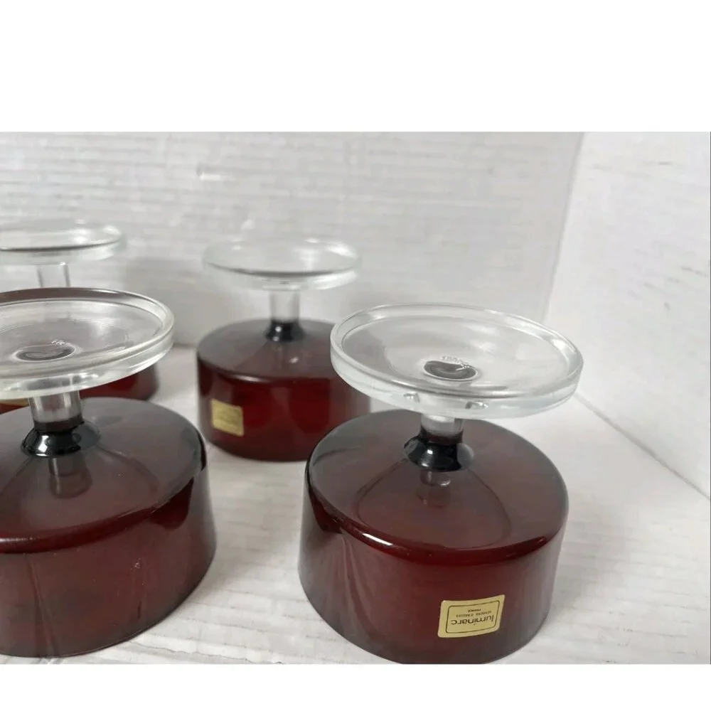 Vintage Luminarc France Ruby Red Glass Dessert Cups Set of 6 Stickered